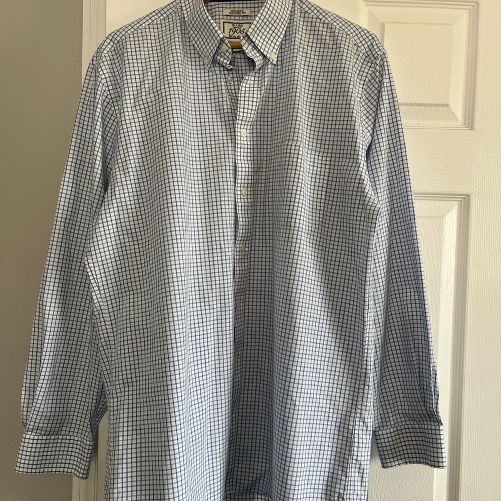 Jos. A. Bank 1905 light Blue and White Checkered Shirt XL